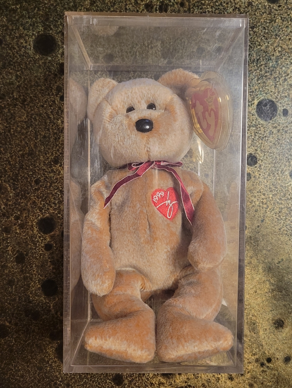 Ty Beanie Baby Signature Bear With Tag Protector & Display Case